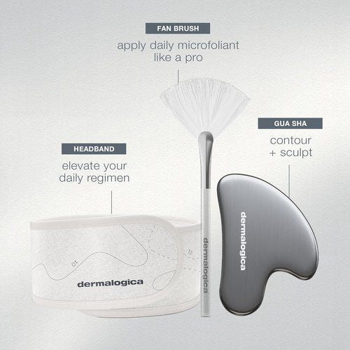 Dermalogica Expert Level Skin Care Routine Set - 6 Products, Headband, Gua Sha & Fan Brush