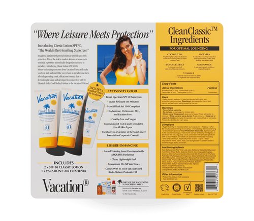 Vacation Classic Lotion SPF 50 - Pack of 2 with Air Freshener
