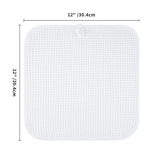 Microfiber Waffle Face Towels, 4 Pieces, Soft, Absorbent, Fast Drying, Lint Free 430 GSM (White)