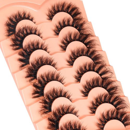 Mink Lashes Cat Eye Lashes Volume Fox Eye False Eyelashes Lashes Natural 6D D-Curly Volume Fake Eyelashes Soft Handmade Lashes that Look Like Extensions Lashes Pack