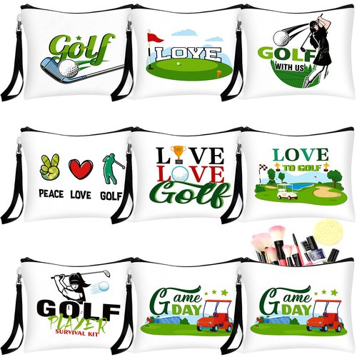 Clysee 16pcs Golf Gifts for Women Accessories Cosmetic Bags Ladies Golf Makeup Bag Zipper Pouch Travel Toiletry Organizer for Purse Team Gift