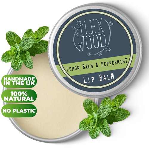 The Ilex Wood - Lip Balm Pack of 3 - Lemon Balm and Peppermint - All natural, coldsore prevention, cruelty free, plastic free, moisturising lip balm, handcrafted - 3 x 10ml (3 x 0.34 fl oz)
