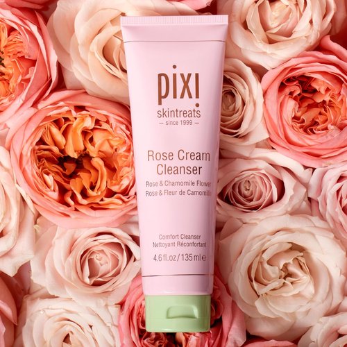 Pixi Beauty Rose Cream Cleanser - Mineral-Rich Soothing Formula with Rose Flower Oil | 135ml (4.57 Fl Oz)