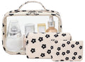 Bluboon 3Pcs Makeup Toiletry Bag for Women, Clear Packing Cubes Cosmetic Bag for Travel Women With Zipper Travel Essentials (Corduroy Floral 95)