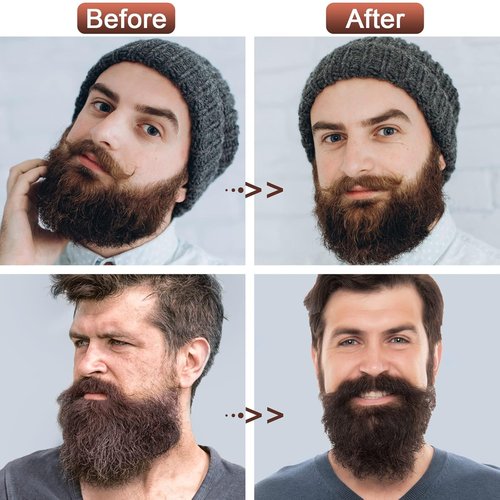 ISNER MILE Beard Wash & Conditioner Set - 17 oz Biotin, Argan & Jojoba Oil Shampoo for Soft, Strong Beard - Sandalwood Scented Grooming Gift