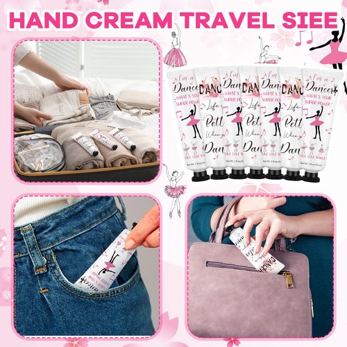 Loopeer 24 Pcs Dancer Gifts Bulk Recital Ballerina Party Favors Double Sided Hand Cream Set Travel Size Moisturizing Hand Lotion Dance Team Ballet Gifts for Women