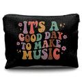 Nogrit Music Lover Makeup Cosmetic Bag,It's a Good Day to Make Music Groovy Colorful Makeup Travel Toiletry Bag,Gifts for Music Lovers Musicians Singers