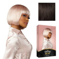 Sensationnel Empire Bob Humanhair Wig - Straight Cut Face Framing Mesh Cap for Comfort With Bangs (10 inch, 2 DARKBROWN)