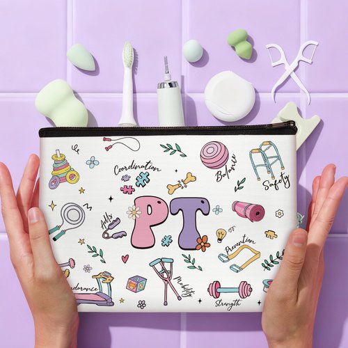 SEAOYOZO Physical Therapist Makeup Bag Gifts for Women, PT Appreciation Cosmetic Bag, Rehabilitation Therapy Zipper Pouch, Physical Therapy Accessories for Therapist, Teacher, Coworker