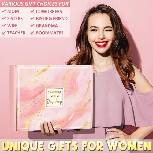 Birthday Gifts for Women Self Care Get Well Soon Gifts, Rose Relaxing Spa Kit Bath Gift Basket Care Package w/ Flannel Blanket 40 OZ Tumbler, Valentines Day Gift for Her Wife Mom Girlfriend Sister