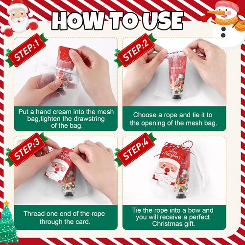VESPRO 50 Sets Christmas Hand Cream Gift for Women, Hand Lotion for Christmas Party Favors with Christmas Cards and Organza Gift Bags, Christmas Decorations and Stocking Stuffers Gifts for Women