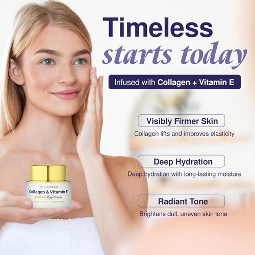 Clear Visage Collagen & Vitamin E Face Moisturizer - Dermatologist Tested, Anti Aging, Korean Skin Care - Hydrates, Strengthens Moisture Barrier, Smooth Makeup - Vegan, Clean Beauty - 1.69 Fl Oz