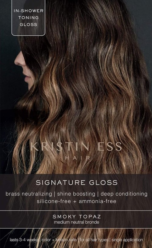 Kristin Ess Hair Gloss - Smokey Topaz Medium Neutral Blonde | 4-Week Semi-Permanent Color Depositing Conditioner - Vegan & Ammonia-Free for Vibrant Shine
