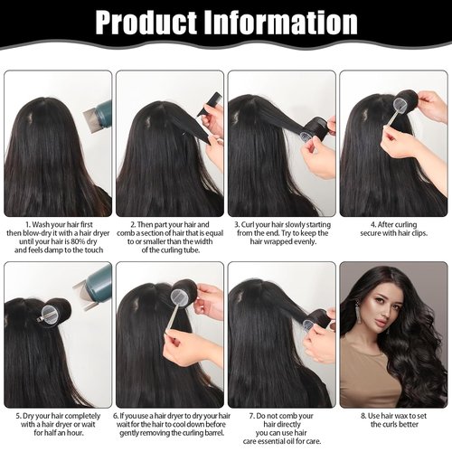Self-Grip Hair Rollers by [Brand Name] - 50 Pcs Jumbo Curlers for All Hair Types | Includes Clips, Black