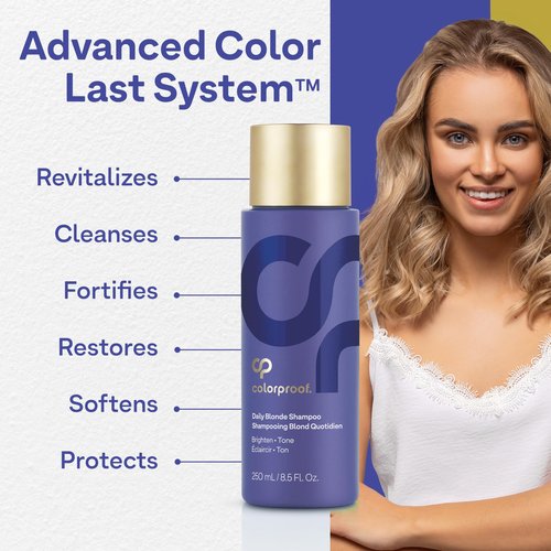 Colorproof Daily Blonde Shampoo 8.5 Fl. Oz. Sulfate Free Shampoo for Blonde Color Treated Hair with Citrus, Jasmine & Coconut Milk Scent for Cleansing & Toning