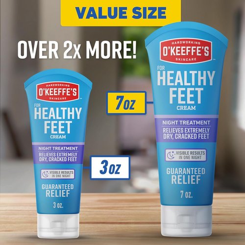 O'Keeffe's Night Treatment Foot Cream - 7 oz Tube | Guaranteed Relief for Extremely Cracked, Dry Feet