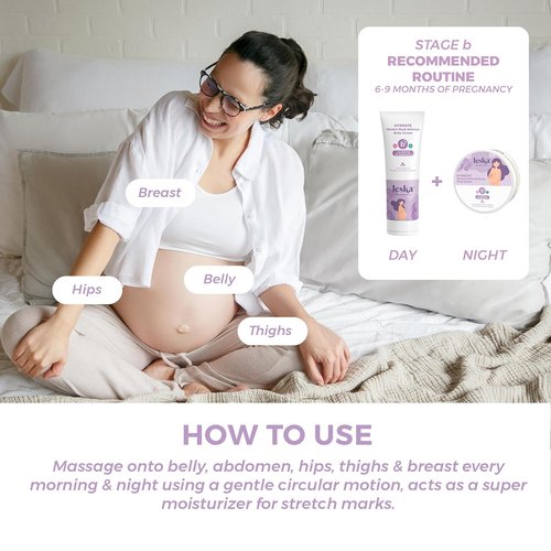 Leska Maternity Cream 2-Pack - Hydrate Stretch Mark Defense Belly Cream & Butter | 4-4.93oz for Pregnancy Months 6-9