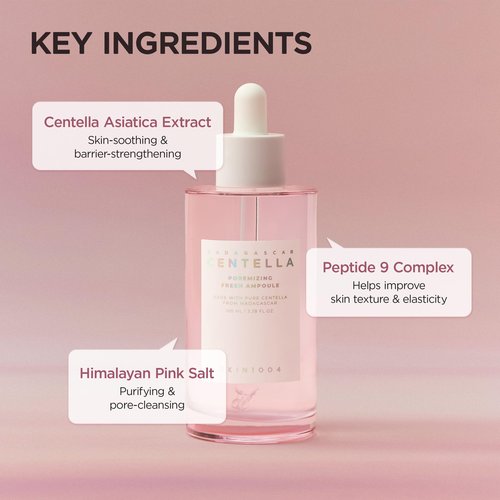 SKIN1004 Centella Poremizing Fresh Ampoule 1.69 fl.oz, 50ml, Korean Pink Serum for Enlarged Pores Minimizing with Madagascar Centella and Himalayan Pink Salt, Hydrating Facial Serum, Korean Skin Care