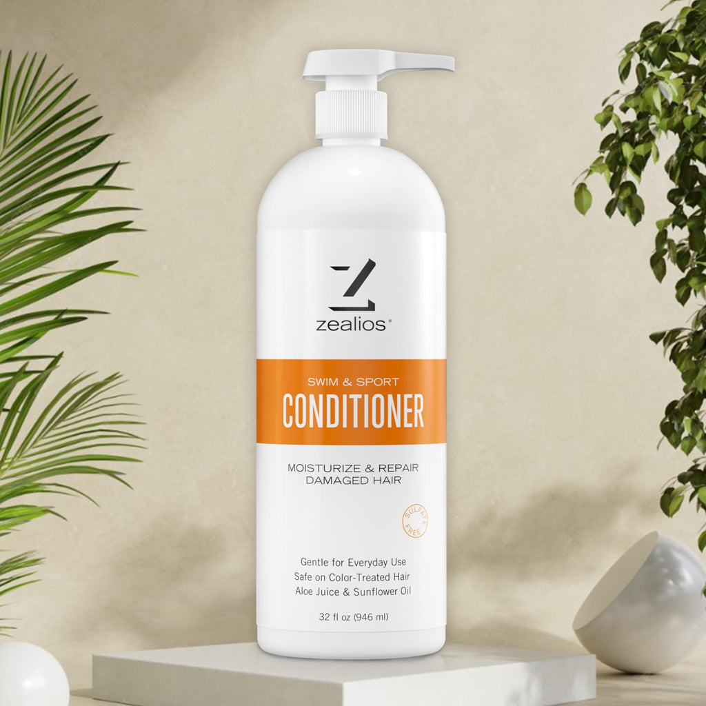 Zealios Swim & Sport Conditioner 32 Oz - Sulfate-Free Moisturizing Hair Conditioner, Hair Treatment for Swimmers & Athletes, Chlorine Removal, Hydrating, Vegan, Protects Color Treated Hair