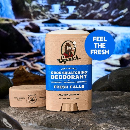 Dr. Squatch Natural Men’s Deodorant – Aluminum Free Natural Deodorant Men with Charcoal & Postbiotics for 72-Hour Odor Protection – Coconut Castaway, 2.65oz Stick