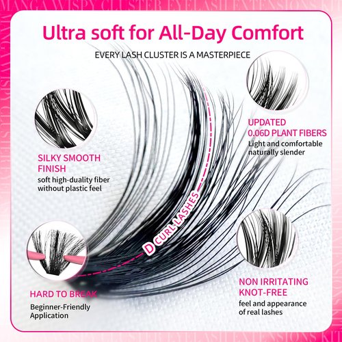 Lash Clusters, 532pcs 80D Natural Fluffy D Curl Lashes Clusters 10-18mm Individual DIY Manga Wispy Cluster Eyelash Extensions Kit Fairy Flora False Eyelashes Waterproof