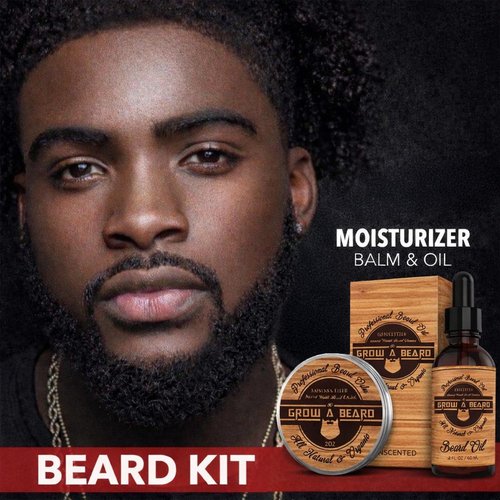 Beard Straightener Grooming Kit for Men, Beard Growth Kit, Wash, Brush & Comb, Unscented Growth Oil, All Natural Sandalwood Balm, Conditioner, Razor & Scissors, Great Gift Idea for Men's (Bamboo)