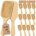 12 Pcs Bamboo Hair Brushes for Women, Bulk Natural Bamboo Bristles Paddle Brush for Scalp Massage, Engraving, Painting, DIY Custom Gifts for Wedding