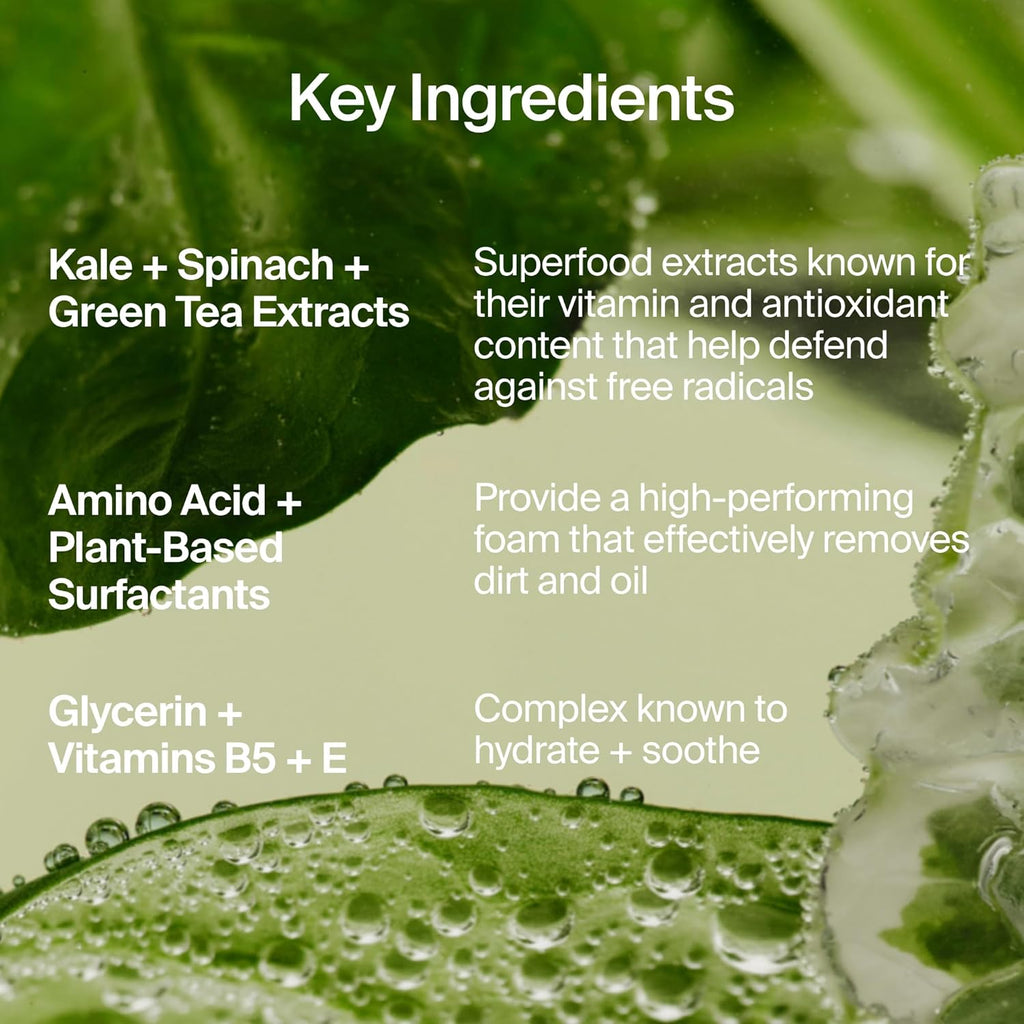Youth To The People Superfood Facial Cleanser - Kale & Green Tea Daily Face Wash for Glowing Skin, pH Balanced, Sulfate-Free