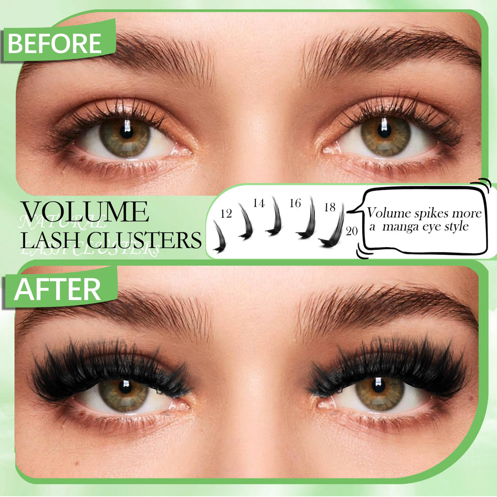 YIDUO 6 Box Mix Lashes Clusters Kit Gift Packs 1686Pcs with 2X Bond&Seal Volume Mega/Bottom Soft Extension False Eyelash D Curl Wispy Natural DIY Individual Fake Eyelashes for Beginners Bulk Pack