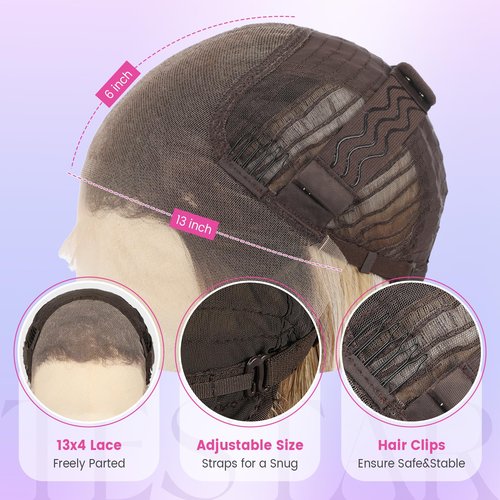 testar Brown Wigs Lace Front Wig Ready to Wear 13x6 HD Glueless Wave Lace Wig for White Women Heat Resistant Synthetic Fiber Wig Long Wavy Wig Natural Black (28 Inch)