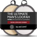 Sturdy Natural Loofah for Men, The Ultimate Men's Loofah Body Scrubber Made with Natural Egyptian Shower luffa Sponge, Bath Shower Sponge lufas for Men - 2 Count (1 Pack) - Gray