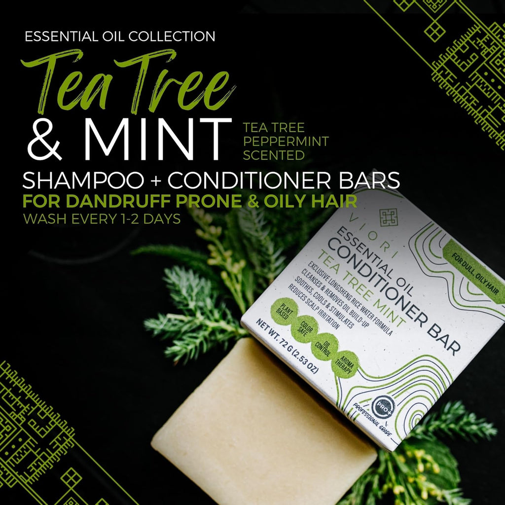Viori Tea Tree Mint Conditioner Bar - Handcrafted Organic Formula with Rice Water | Nourishing & Eco-Friendly