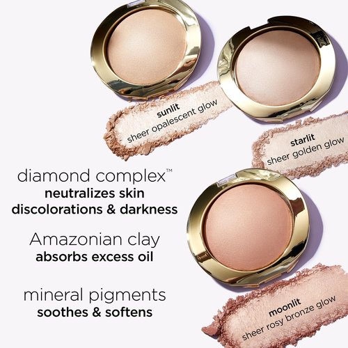tarte shape tape glow powder – Buildable Highlighter with Mineral Pigments & Diamond Powder for a Natural Radiant Finish with Lightweight Luminous Shine, Vegan & Cruelty-Free, full size, sunlit