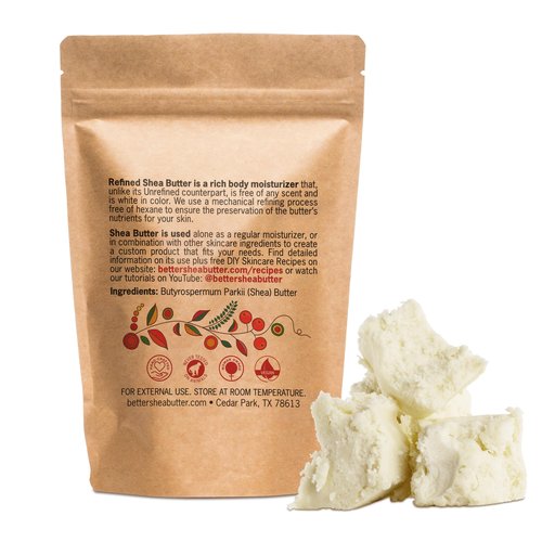 Refined Shea Butter Unscented - 100% Pure African Shea Butter for Hair & Dry Skin - Use for Soap Base, Face & Body Moisturizer, for DIY Whipped Body Butter & Lip Balm 1 LB Bar