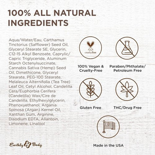 Earthly Body Miracle Oil - Nourishing Tea Tree Creme with Hemp Seed & Safflower Oils | 4 oz - 100% Vegan, Cruelty-Free