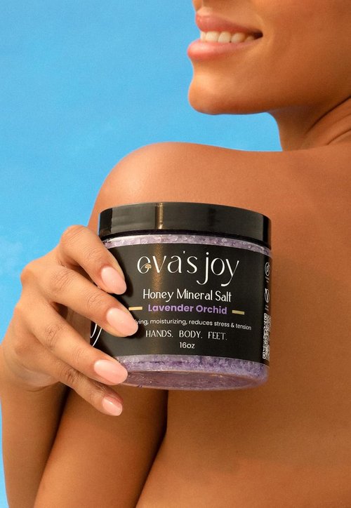 Eva's Joy Lavender Orchid Mineral Bath Soak - Nourishing Epsom Salt Crystals, Relaxing Lavender Scent, 16 oz