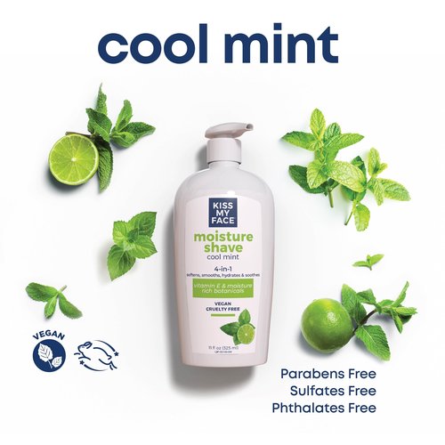Kiss My Face 4-in-1 Moisture Shave, Cool Mint 11 oz