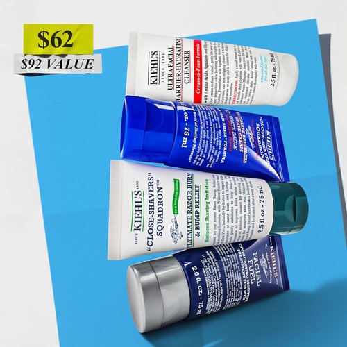 Kiehl's Men's Skincare Routine & Shaving Kit - Complete Grooming Set for All Skin Types | $92 Value