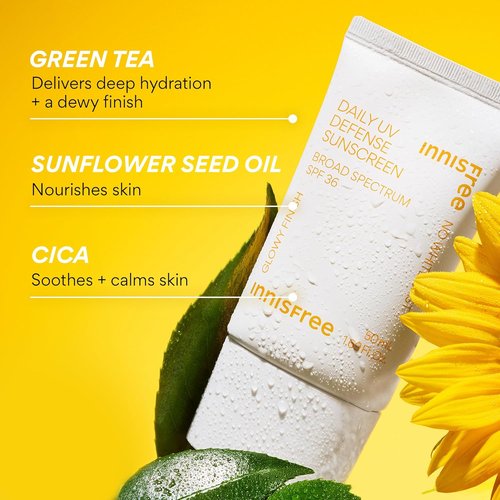 Innisfree Daily UV Defense SPF 36 | Lightweight Korean Face Sunscreen with Invisible Finish, No White Cast