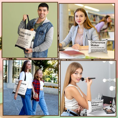 Paterr 2 Pcs Difference Maker Tote Bag Difference Maker Gifts for Women Appreciation Gifts for Employee Staff Women Holiday Valentine Gift