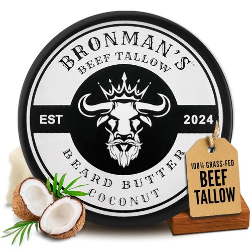 Beef Tallow Beard Butter for Men - Hydrating Coconut Balm with Shea Butter - 4oz Deep Moisturizer