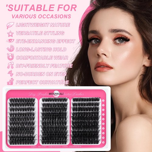 Lash Clusters 60D 80D 100D Mix Individual Lashes Clusters Luxury Versatile 3D Full Eyelash Clusters 12-18MM Thick Volume Cluster Eyelash Extensions Waterproof D Curly DIY Fake Mink Eyelashes Extension