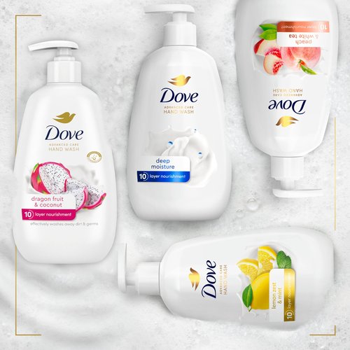 Dove Advanced Care Hand Wash 4 Count for Effectively Washing Away Dirt & Germs, Dragonfruit & Coconut with 10-Layer Nourishment