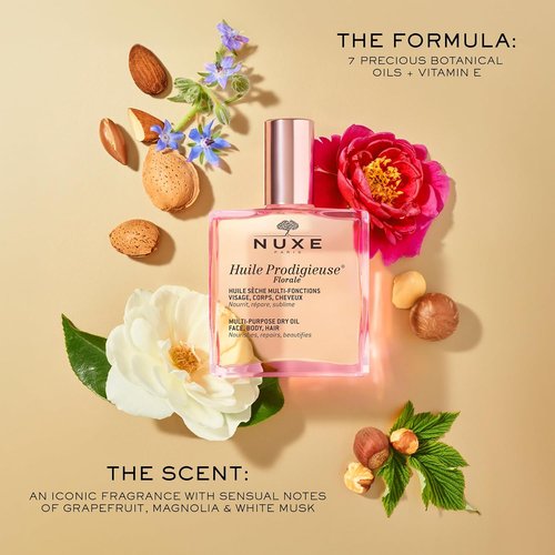 NUXE Huile Prodigieuse Floral - Organic All-in-One Oil for Body, Face & Hair | Radiant Glow & Hydration