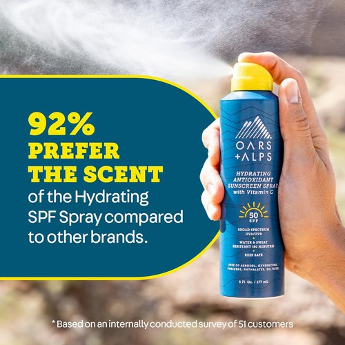 Oars + Alps SPF 50 Sunscreen Spray - Fast-Absorbing, Lightweight & Water-Resistant | 6 Oz, 2 Pack