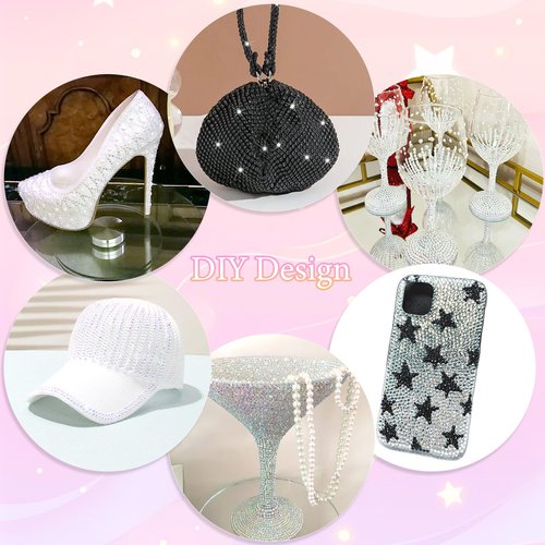 12000 Pcs Resin Jelly Rhinestones for Crafting, Multi Sizes Flatback White Black Gems, Resin Rhinestones Bedazzling Crystal with Pickup Tool for DIY Crafts Clothing Shoes Fabric Nail Art