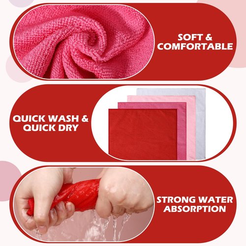 Newwiee 40 Pcs Wash Cloth Bulk Cotton Bath Hand Face Washcloths Soft Quick Drying Towel for Women Bathroom Washing Body Viscose Fiber Multipurpose Fingertip Rags(12 x 12 Inch,Pinkish Bloom)