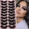 TIKILEY Mink Lashes Fluffy Wispy Thick Eyelashes Mink Faux, 20mm/25mm Long Dramatic D Curl Strip Lashes Cat Eye 3D Big False Eyelashes Pack