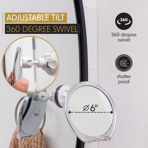 Luxo Shower Mirror, Shaving Mirror with a Razor Holder for Shower and Powerful Suction Cup - Shatterproof Shower Mirror fogless for Shaving, fogless Mirror for Shower (Chrome)