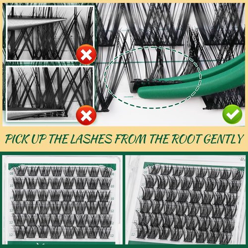 Lash Clusters 96pcs Individual Lashes Y01 D Curl 8-12MIX Cluster Lashes KEYYOU Volume Wispy Lash Extension Soft&Comfortable Easy DIY at Home(Y01,D-8-12MIX)
